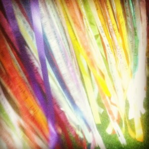 Prayer ribbons to commemorate the dead and celebrate the living - for 2012 Swim for Life in Provincetown, MA