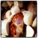 The chicken and parsnips have entered the room - er - crock pot (image by Liz Cameron)