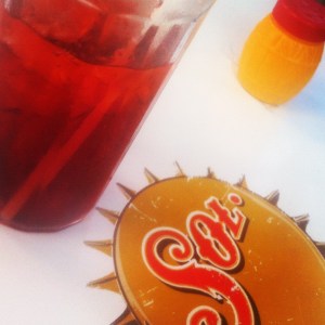 "Jamaica" hibiscus and sorrel (?) drink at Los Aguaschiles Restaurant in Tulum Pueblo, Mexico (Image by Liz Cameron)