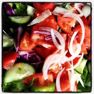 So-fresh-you-can't-imagine-how-happy-our-mouths-were salad at Mustafa Bey's Çiftlik Evi in Gaziveren, Northern Cyprus (Image by Liz Cameron)
